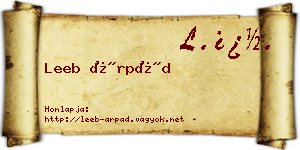 Leeb Árpád névjegykártya
